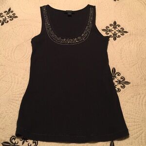 Express Black Tank Top Silver / Black Beads
